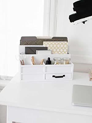 White Wooden Desktop Mail Organizer