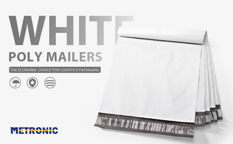 Metronic Poly Mailers 100 Pcs White Shipping Bags