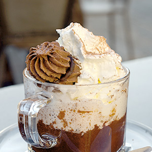 Hot chocolate with lots of scrumptious whipped cream