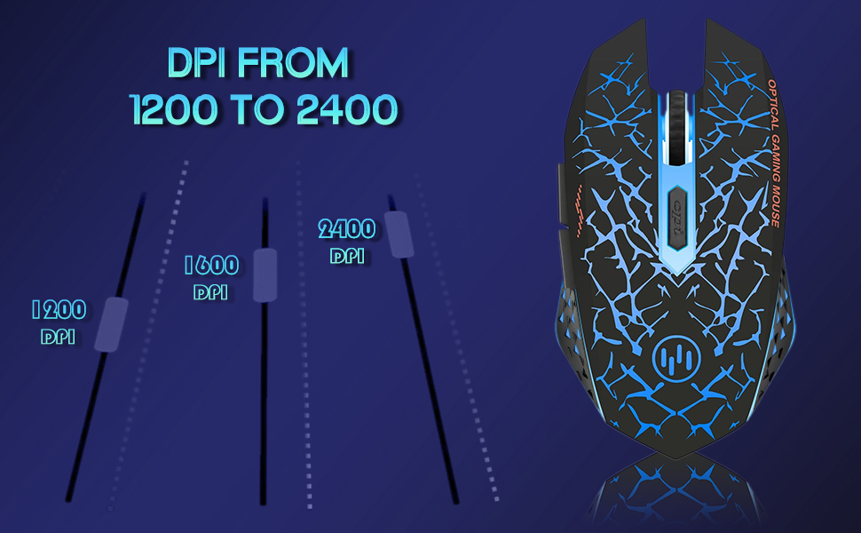 DPI details for C12 blue gaming mouse