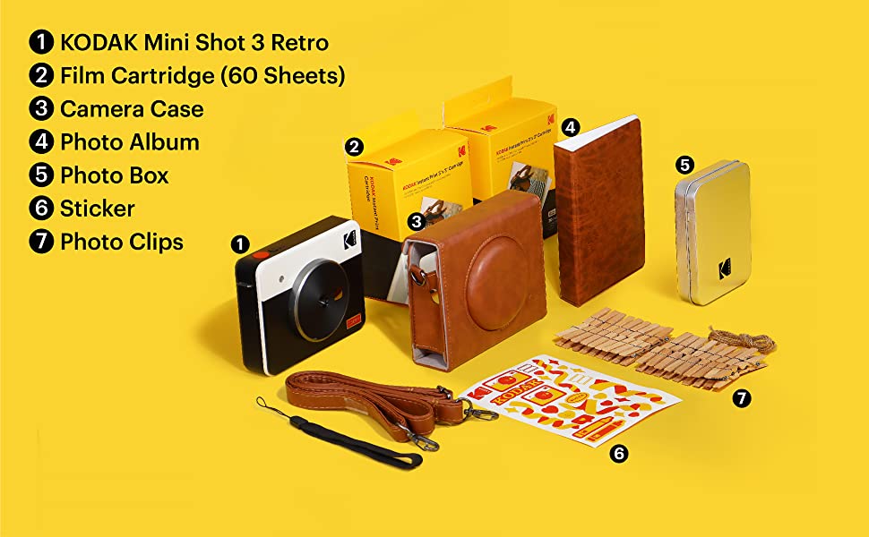 Kodak Mini Shot 3 Retro polaroid camera instant photo printer for iphone gift bundle for holiday