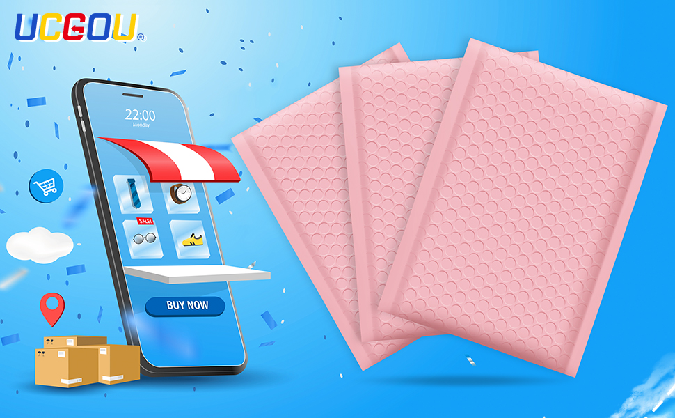 light pink bubble mailers