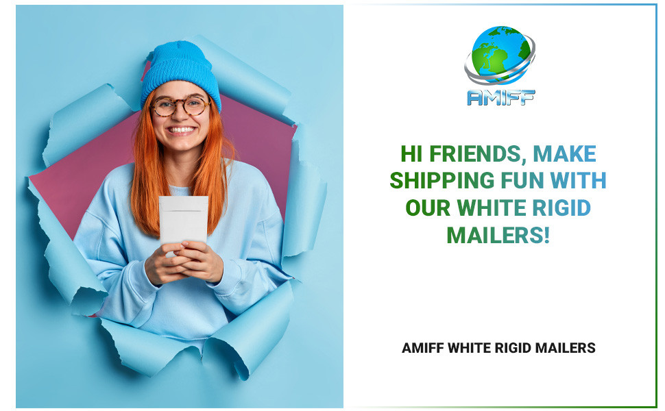 AMIFF White Rigid Mailers White Cardboard Envelopes 6x8 Padded Mailers Envelopes Artwork Envelope