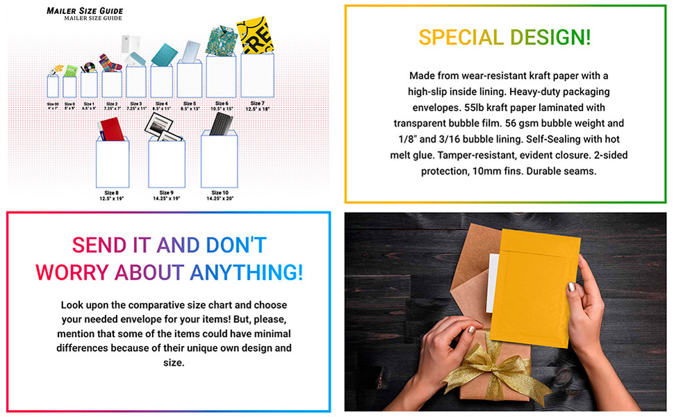 ABC Mailers Padded Large Self Sealing Mailing Envelopes Packing Envelopes for Shipping Bubble Mailer